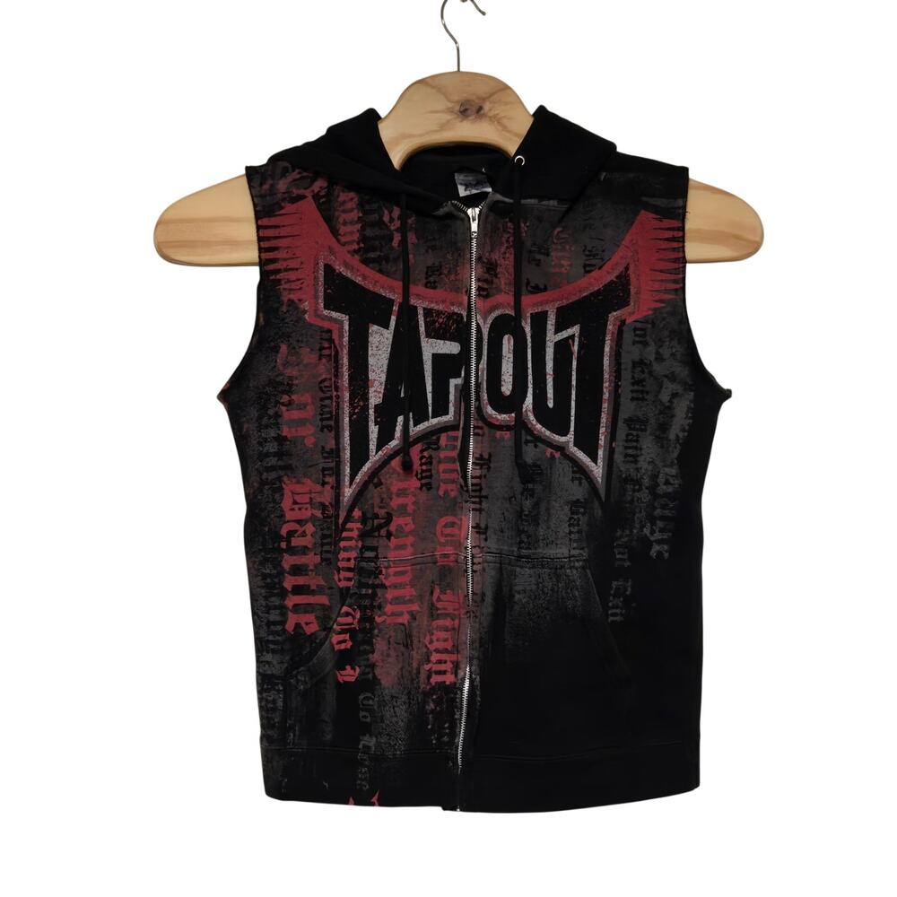 Y2K Tapout Sleeveless Hoodie Men's Small Full Zip